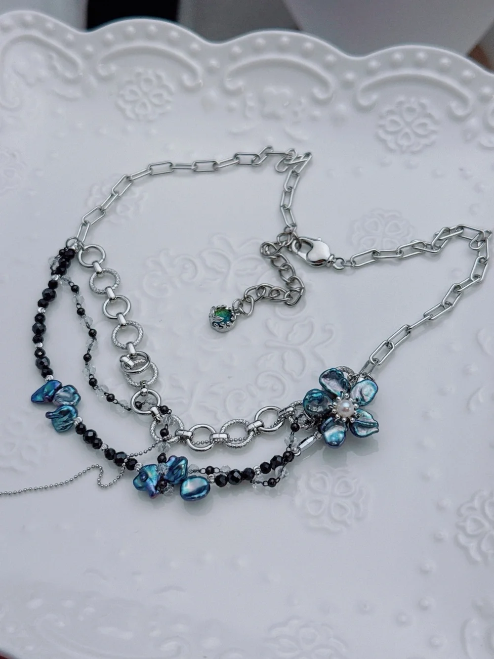 26X515 Handmade Freshwater Baroque Pearl Flower Dainty Necklace 16+2”